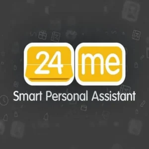 A woman using the 24me app on her phone.