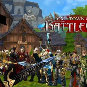 A knight battling a dragon in AdventureQuest 3D