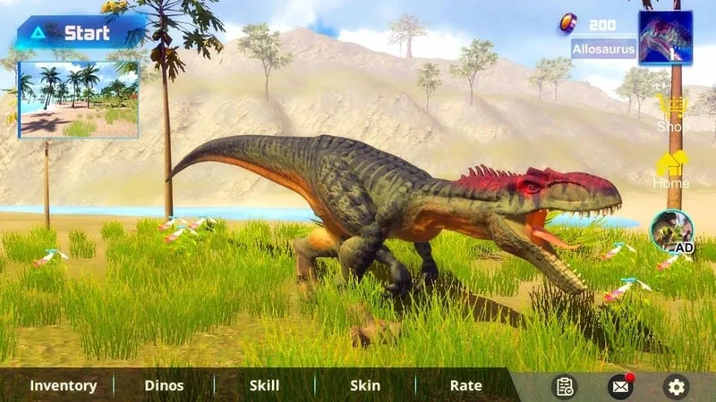 Allosaurus running in the forest