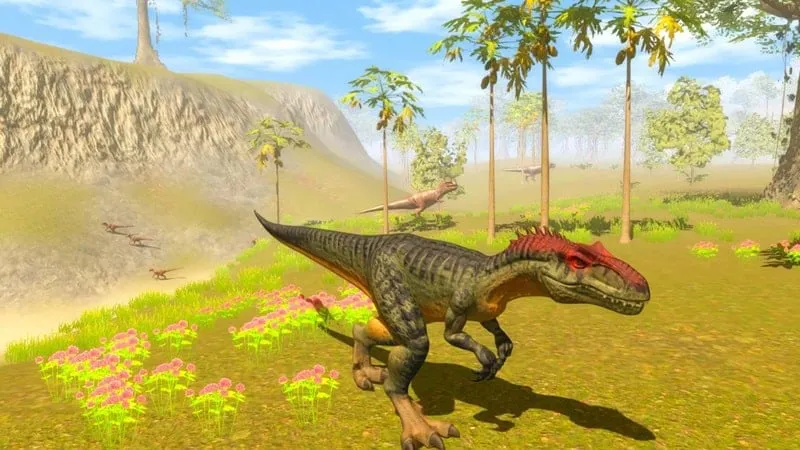 Allosaurus attacking a dinosaur
