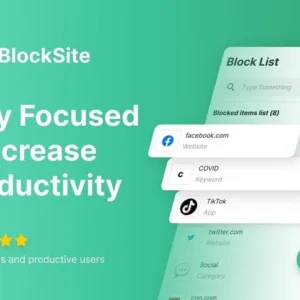 BlockSite interface showcasing website blocking features.