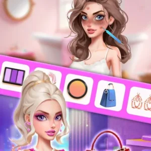A woman playing Fashion Journey on her phone.