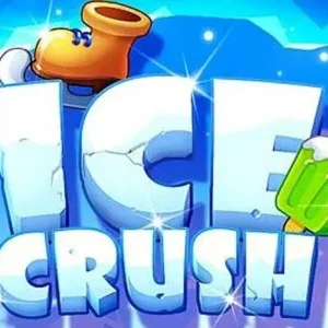 Alt text: Ice Crush gameplay screenshot showing colorful ice blocks and game interface.