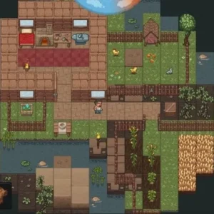 Pixelated character exploring a vibrant world in PixelTerra.