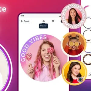 A person customizing their profile picture with colorful borders using a phone.