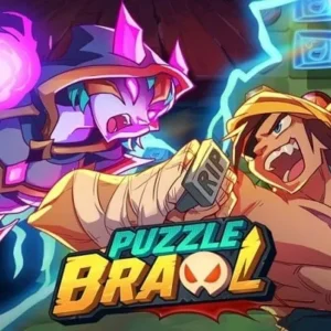 Puzzle Brawl gameplay screenshot showing vibrant graphics and puzzle elements.