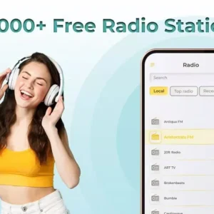 A screenshot of the Radio FM AM Live Radio Station app on a mobile phone.