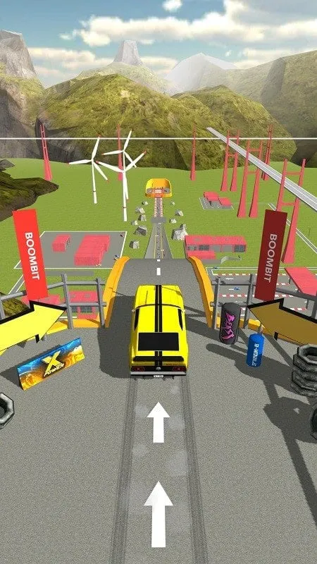 Hình ảnh gameplay Ramp Car Jumping MOD APK với chiếc xe bị hư hỏng nặng
