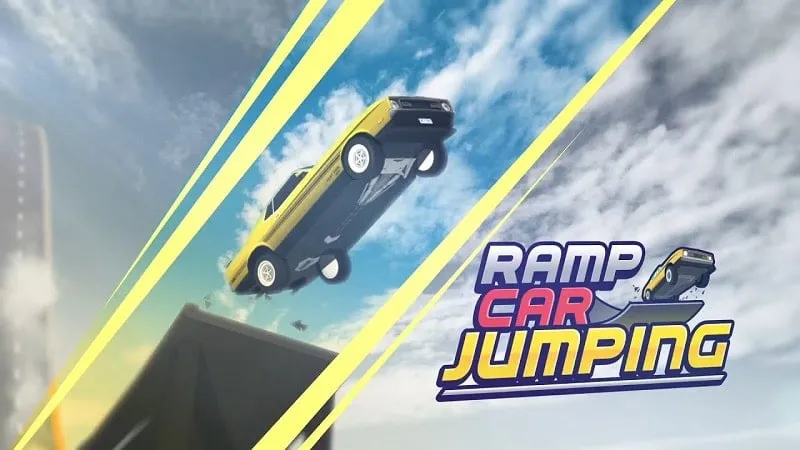 Hình ảnh gameplay Ramp Car Jumping với cảnh xe bay khỏi dốc