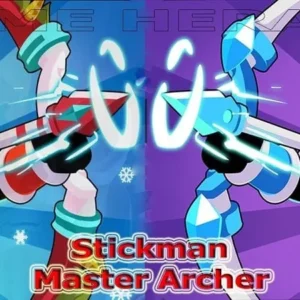 A stickman archer aiming at a target in Stickman Master Archer.