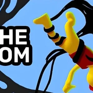 A monstrous creature with sharp teeth devouring objects in The Nom game.