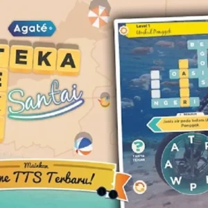Gameplay of TTS showing the crossword puzzle and beautiful scenery.